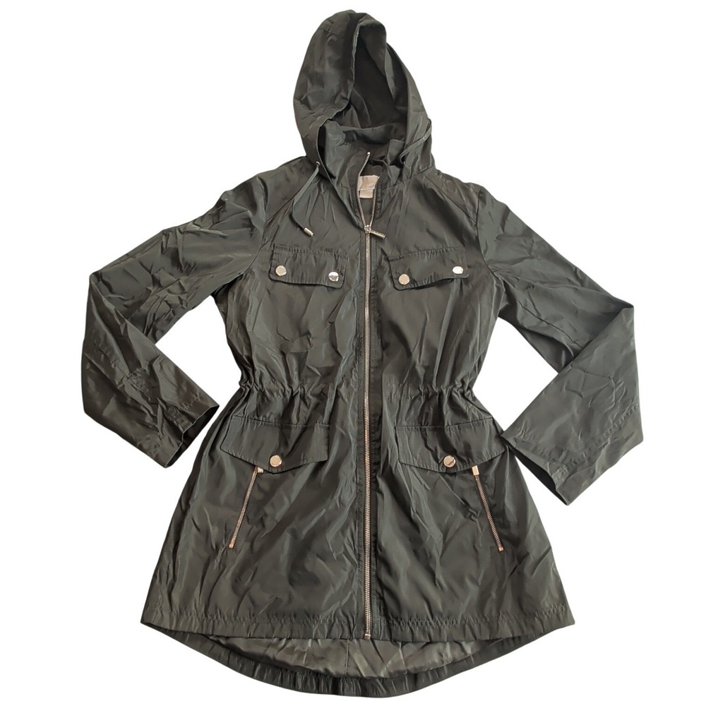 MICHAEL Michael Kors Women's Medium Hooded Utility Jacket Olive Green Pockets